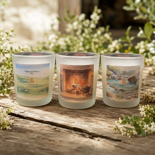 Trio de bougies artisanales Candèras 70 ml inspirées du Béarn