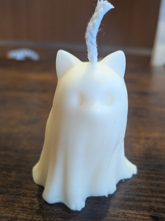 Petit Chat Fantôme — Bougie moulée Halloween